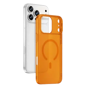 Mey İthalat®   iPhone 17 Pro Max Combo Sert Şeffaf Magsafe Kapak - Turuncu