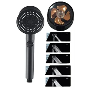 Siyah Turbo Fan Su Tasarruflu Yüksek Basınçlı Duş Başlığı