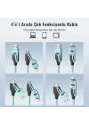 0860 USB Type-C Lightning 4ü 1 Arada 65W PD Hızlı Şarj Data Kablosu 1.5m Spiral Çevirici Akıllı Hibrit Bağlantı (4-in-1)