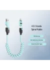 0860 USB Type-C Lightning 4ü 1 Arada 65W PD Hızlı Şarj Data Kablosu 1.5m Spiral Çevirici Akıllı Hibrit Bağlantı (4-in-1)