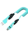 0860 USB Type-C Lightning 4ü 1 Arada 65W PD Hızlı Şarj Data Kablosu 1.5m Spiral Çevirici Akıllı Hibrit Bağlantı (4-in-1)