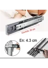 (1 Çift) Frenli Teleskopik Çekmece Rayı Bilyalı Dolap Çekmecesi Ray Metal En 4.3 cm Uzunluk 35 cm