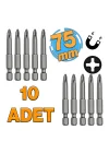 (10lu SET) Mıknatıslı Yıldız PH2 Bits Uç 75 mm Kutulu Manyetik 1/4 Matkap Ucu 7.5 cm Uzunluk