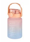 1000 ml Pipetli/Pipetsiz Kullanım Çift Renk SoftTouch Motivasyon Matarası Sticker Hediyeli