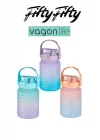 1000 ml Pipetli/Pipetsiz Kullanım Çift Renk SoftTouch Motivasyon Matarası Sticker Hediyeli
