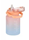1000 ml Pipetli/Pipetsiz Kullanım Çift Renk SoftTouch Motivasyon Matarası Sticker Hediyeli