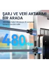 100W 5A E-Mark Çipli PD Type-C to Type-C Hızlı Şarj ve Data Kablosu 2 Metre