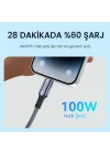 100W 5A E-Mark Çipli PD Type-C to Type-C Hızlı Şarj ve Data Kablosu 2 Metre