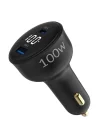 100W Led Ekranlı Type-C + USB-A Araç Şarj Aleti iPhone & Android & Notebook Araç içi Şarj Cihazı