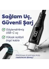 100W Type-C to Type-C Dijital LED Ekranlı Göstergeli Hızlı Şarj Kablosu E-Mark Çipli, Dayanıklı Örgülü, 1.2m, USB-C PD 3.0, iPhone 15 16,17 Xiaomi Telefon, Macbook Tablet ile Uyumlu