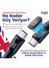 100W Type-C to Type-C Dijital LED Ekranlı Göstergeli Hızlı Şarj Kablosu E-Mark Çipli, Dayanıklı Örgülü, 1.2m, USB-C PD 3.0, iPhone 15 16,17 Xiaomi Telefon, Macbook Tablet ile Uyumlu