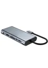 11 in 1 Type-C To USB Hub HDMI (4K),Audio/, Type-C/, 4X USB 3.0/, LAN/, VGA/, SD Card Reader Çevirici Hub 10 Port Adaptör Dönüştürücü Çoklayıcı