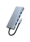 11 in 1 Type-C To USB Hub HDMI (4K),Audio/, Type-C/, 4X USB 3.0/, LAN/, VGA/, SD Card Reader Çevirici Hub 10 Port Adaptör Dönüştürücü Çoklayıcı