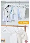 12 Adet Çocuk Elbise Askısı, Bebek Askısı, Beyaz