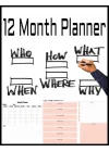 12 Month Planner: track habits, bills, birthday reminder, to-do list, monthly and weekly schedule
