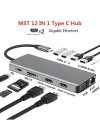 12in1 Dock Station 2 Adet HDMI Uyumlu 1000 Mbps 4K USB C Adaptörü USB 3.0 VGA RJ45 Pd Için Macbook Pro Tipi C Docking Dizüstü Yer Yapma Istasyonları Type-C Adaptör ZR610
