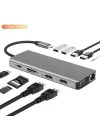 12in1 Dock Station 2 Adet HDMI Uyumlu 1000 Mbps 4K USB C Adaptörü USB 3.0 VGA RJ45 Pd Için Macbook Pro Tipi C Docking Dizüstü Yer Yapma Istasyonları Type-C Adaptör ZR610
