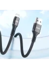12W 2.4A USB-A to Lightning iPhone iPad ile Uyumlu Örgülü Hızlı Şarj ve Data Kablosu 2 Metre