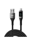 12W Dijital Led Ekranlı USB-A to Lightning iPhone iPad Örgülü Hızlı Şarj ve Data Kablosu 2 Metre