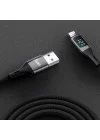 12W Dijital Led Ekranlı USB-A to Lightning iPhone iPad Örgülü Hızlı Şarj ve Data Kablosu 2 Metre