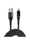 12W Dijital Led Ekranlı USB-A to Lightning iPhone iPad Örgülü Hızlı Şarj ve Data Kablosu 2 Metre