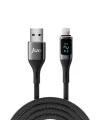 12W Dijital Led Ekranlı USB-A to Lightning iPhone iPad Örgülü Hızlı Şarj ve Data Kablosu 2 Metre