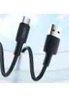 12W USB-A to Type-C Silikon Hızlı Şarj ve Data Kablosu Siyah 1 Metre