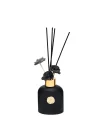 130 ml Siyah Cam Şişe Seramik Çiçek Taş Bambu Çubuklu Black Vanilya Oda Kokusu