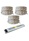 15 Metre Şerit LED Günışığı Renk + 12v 16.5 Amper 200 Watt LED Trafo - 3 Dirençli Double Pcb - Oturma Odası, Yatak Odası ve Mutfak için Gizli Aydınlatma