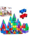 150 Parça Manyetik Blok Set | 3D Magnet Yapı Taşları | Çocuklar için STEM Eğitici Oyuncak | Araba Dahil Yaratıcı ve Montessori Uyumlu Yapı Seti
