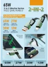 2 in 2 65w USB Type-C ve Lighting ile Uyumlu Örgülü Şarj Ve Data Kablosu - 1.5m Siyah AZ-B10th (CAR PLAY DESTEKLER)