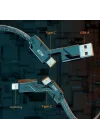 2 in 2 65w USB Type-C ve Lighting ile Uyumlu Örgülü Şarj Ve Data Kablosu - 1.5m Siyah AZ-B10th (CAR PLAY DESTEKLER)
