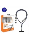 2 in 2 USB-A, Type-C to Type-C, Lighting ile Uyumlu Boyun Askılı Turbo Şarj ve Data Kablosu Lacivert 1.5m MT2515L