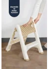 2 Katlı Katlanır Merdiven Tabure, Kaydırmaz Tabanlı, 200 kg Kapasiteli (KREM)