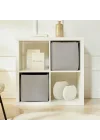 2li Antrasit Renk Dokulu Kumaş Sepet Set 30 x 30 x 30 cm