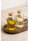 2Li Bambu Kapaklı Borosilikat Cam 600 ML Yağlık Seti