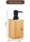 2li Bambu Sıvı Sabunluk Seti - Modern Pompalı Doğal Ahşap Sabun ve Losyon Dispenseri