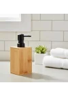 2li Bambu Sıvı Sabunluk Seti - Modern Pompalı Doğal Ahşap Sabun ve Losyon Dispenseri