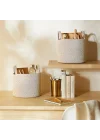 2li Bej Kırçıllı Pamuklu Halat Sepet Set 26 x 22 cm