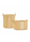 2li Çizgili Jüt Sepet Set 1 Adet 30 x 31/1 Adet 30 x 21 x 18 cm
