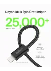 2li Örgülü USB-A - Lightning Kablo, 1,5 m, Yumuşak, Esnek ve Hızlı Şarj Kablosu, iPhone 14 ve Önceki Modeller, 9. Nesil iPad ve AirPods ile Uyumlu, Siyah