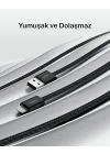 2li Örgülü USB-A - Lightning Kablo, 1,5 m, Yumuşak, Esnek ve Hızlı Şarj Kablosu, iPhone 14 ve Önceki Modeller, 9. Nesil iPad ve AirPods ile Uyumlu, Siyah