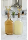 2Li Şeffaf Cam Yassı Yağdanlık - Sızdırmaz Geyik Tıpalı 200Ml. Sirkelik Sosluk