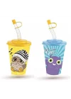 2li Titiz So Cute Pipetli Çocuk Bardağı Seti - 400 ml Kapaklı İçecek Bardağı