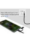 2si 1 Arada Çok Hızlı Şarj Kablosu USB Adan Tip-c Kablosuna USB Adan Mikro USB Kablosuna Naylon Örgülü USB Adan Cye/Tip C/Mikro USB Şarj Cihazı Senkronizasyon Kablosu (Siyah/3.3 ft)