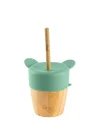 2si 1 Arada Kapaklı ve Pipetli Organik Bambu Alıştırma Bardağı - Green 1073629