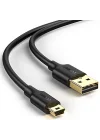 2.0 A USB-A & Mini-USB, Şarj ve Data Kablosu, 1.5 Metre, Siyah