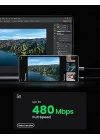2.0 A USB-A & USB-C Örgülü Şarj ve Data Kablosu, 50 Santimetre, Siyah, 60125
