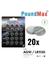 20 x AG10 Düğme Hücresi LR1130 1,5V, Alkalin Pil
