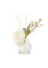 200 ml Buzlu Cam Şişe Beyaz Gül Dekorlu White Jasmine Oda Kokusu